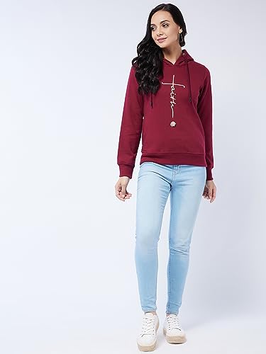 Image of Modeve Women Printed Hooded Sweatshirt for Winter
