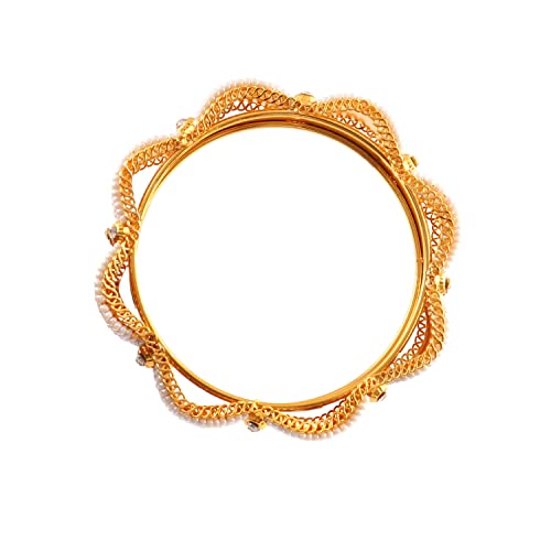 JewarHaat Bangles Fashion Indian Bollywood Faux Pearl Rhinestone Floral Gold Plated Bracelet Jewelry for Women4
