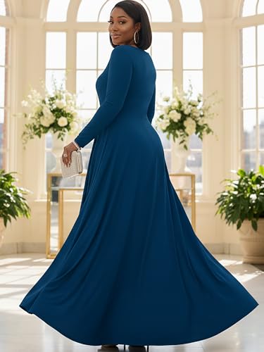 Image of KOH KOH Womens Long Sleeve Flowy Empire Waist Fall Winter Maxi Dress Gown