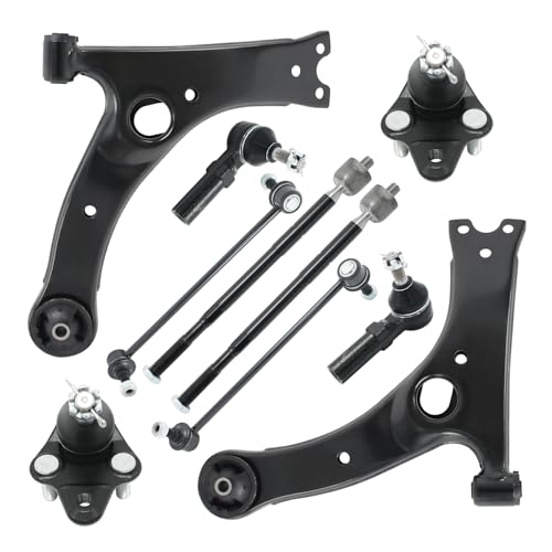 HTRUIKEI 10-Piece Front Suspension Kit for Toyota Corolla/Matrix 2009 2010 2011 2012 2013 | Lower Control Arms with Ball Joints Sway Bar Links Inner & Outer Tie Rod Ends - Full Replacement Set