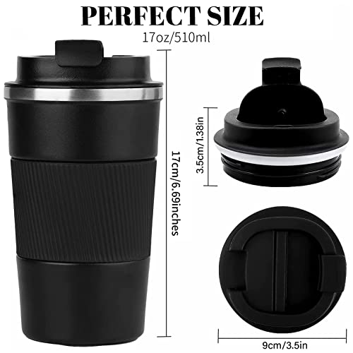 Image of Insulated Travel Coffee Mug, Stainless Steel Coffee Cup with Leakproof Lid