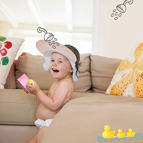 Baby Shower Hat Baby Shampoo Cap for Toddler, Infants Soft Protection Funny Safety Visor Cap, Silicone Kids Bathing Hat for Shower Pink