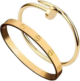 سوار حلقي بنمط برغي بتصميم عصري بلمسة نهائية ذهبية اللون