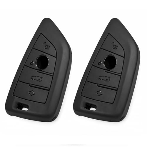 Image of JVCV Soft TPU Cover Compatible with BMW X1, X3, X6, X5, 5 Series, 6 Series, 7 Series 4 Button Blade Smart Key | Scratch-Resistant Protective Case (2 Pack - Matte Black)