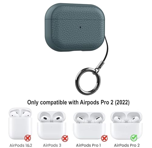 Image of YODI Case Cover for Airpods Pro|Pro 2|Airpods Pro 3|Airpods 4 Pouch, Silicone Cases with Cleaner Kit 360 Drop Protection,Shock-Resistant ((Leather-Midnight Teal), Airpods Pro /Pro 2)