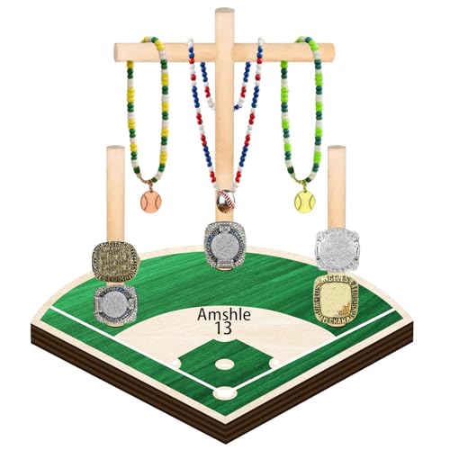 Personalized Wooden Baseball or Softball Drip Necklace Organizer Holder, Custom