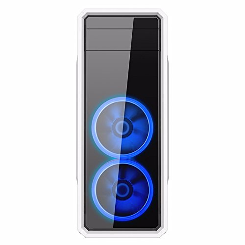 GameMax G563 Black Case ATX Middle Tower per PC Desktop da Gaming 0.5MM SPCC 3*USB3.0/2.0 con 3 Ventole 15 LED Halo Blu Pannello Laterale Half Plexiglass (LxAxP: 190x440x435 mm)