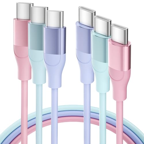 SGIN USB C Charger Cable, USB C to USB C Cable (6FT, 3Pack), 60W(3A) PD Type C Fast Charging Cord for iPhone 15/15 Pro/15 Plus/15 Pro Max, iPad Air 4, MacBook Pro, Samsung Galaxy S23