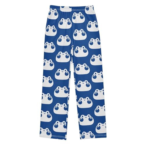 Boys' Pants Cute Frog Happy Face Blue Long Bottoms Jogger Pants Elastic Waist Trousers with Pockets S-XL
