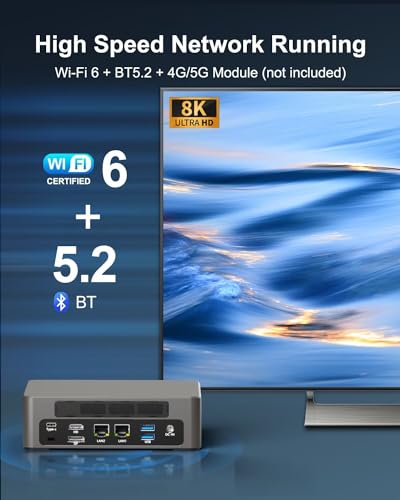 Image of WEIDIAN Mini PC Gaming 13th Gen Core i7-1360P(12C /16T, up to 5.0GHz), 16GB DDR5 1TB SSD Win 11 Pro Mini Desktop Computer Support Triple Display(HD /USB-C /8K DP), WIFI6&BT5.2, 8*USB, 2 * 2.5Gbe LAN
