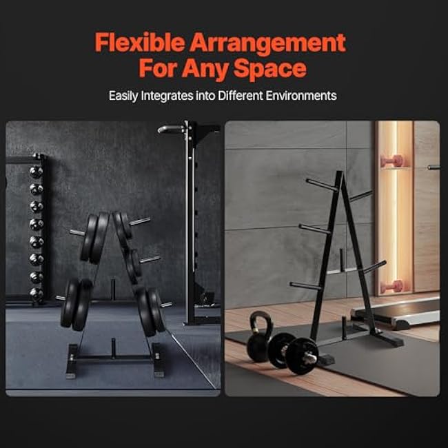 VEVOR Weight Plate Rack, A Frame Weight Plate Tree for 1-Inch Weight Plates, Standard Weight Plate Tree, 500 lbs Load Capacity Weight Storage Holder, Home Gym Barbell Rack Storage Stand, Black