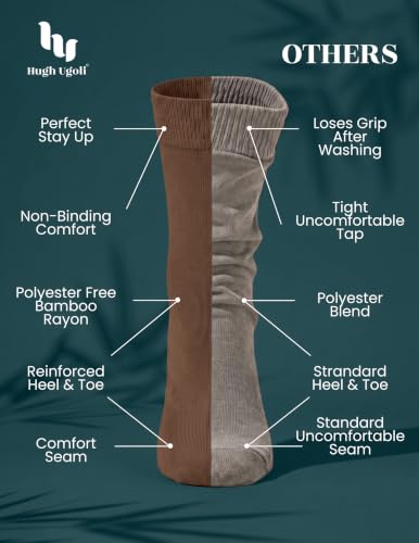 Image of Hugh Ugoli Womens Thin Soft Bamboo Dress Socks, Business, Crew, 3-6 Pairs