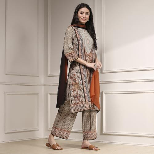 Image of BIBA Women's Cotton Kurta, Bottom, Dupatta
