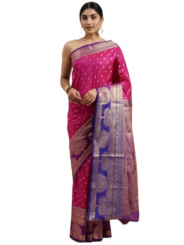 Image of Panzora Women's Banarasi Silk Saree With Unstitched Blouse Piece
