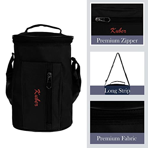 Image of Kuber Industries Lunch Bag | Canvas Waterproof Tiffin Bag for Office | Adjustable Shoulder Strap with One Small Zipper Pocket | Black
