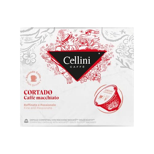 Caffè Cellini Macchiato Cortado Dolce Gusto Compatible cápsulas - 90pcs | Dolce Gusto Compatible cápsulas para un perfecto café Macchiato Cortado | Dolce Gusto Compatible cápsulas