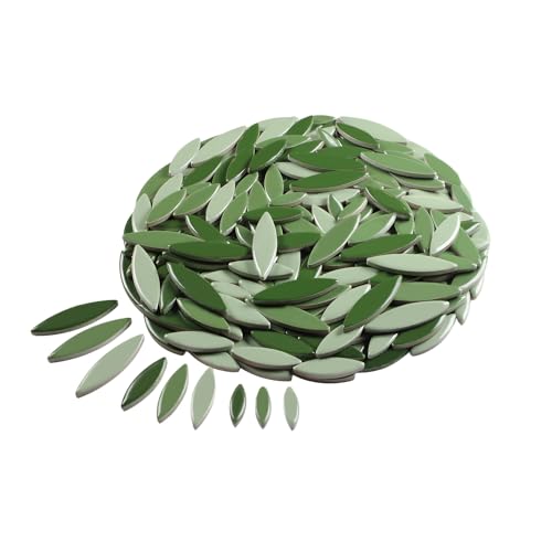 VerzTile Mosaic Tiles for Crafts - Petal Shaped Ceramic Tile Craft Hobbies & Art Projects 39 Color Options Endless Creativity DIY Design (Dark Green Mix)