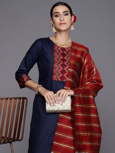Image of INDO ERA Womens Cotton Kurta Palazzos With Dupatta Set