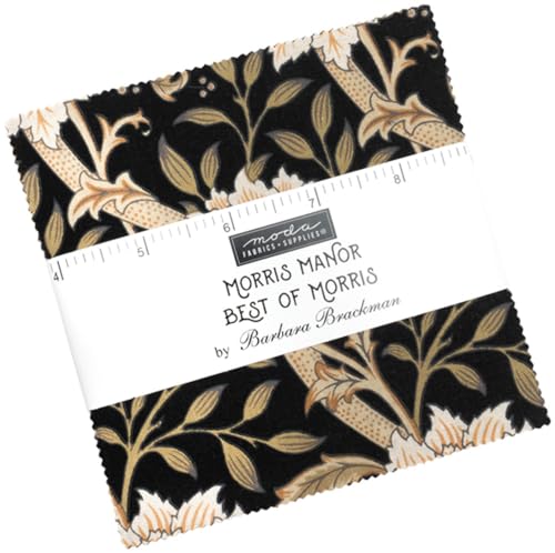 Morris Manor Charm Pack by Barbara Brackman; 42 5-inch Precut Fabric Quilt Squares