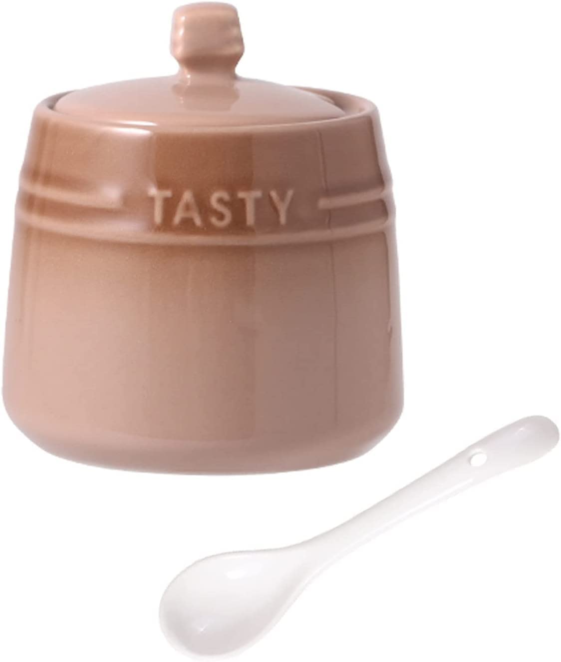 Azucarero de cerámica, jarra for crema, azucarero de cerámica con degradado francés con tapa, azucarero sólido con cuchara, tarro de especias de porcelana, decoración de cocina, almacenamiento, rojo (
