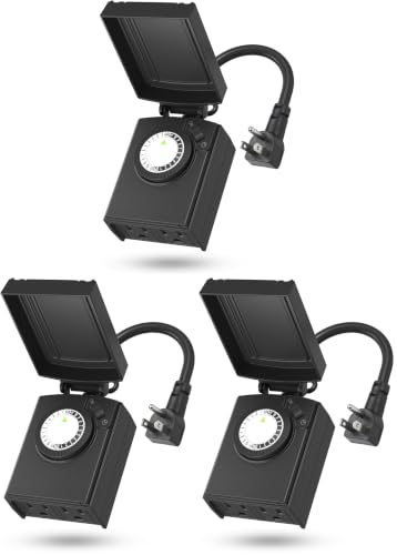 Image of BN-LINK 24 Hour Heavy Duty Mechanical Timer, Outdoor Timer Outlet Waterproof with 30 Minutes Intervals, 2 Grounded Outlets for Christmas Lights Pool Pump,15A 1 /2HP, ETL Listed (Pack of 3)