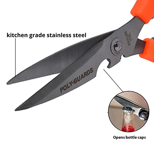 Image of POLYGUARDS Heavy Duty Meat Scissors, Dishwasher Safe Multipurpose Stainless Steel Sharp Utility Food Scissors for Chicken, Poultry, Fish, Herbs, Multicolour - Set of 1