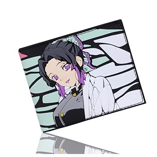 Roffatide Anime Demon Slayer Carteras para Niñas Niños Silicona Cuero Doble Pliegue de Viaje Billetera Monedero Carteras Slim Single Fold Billetera