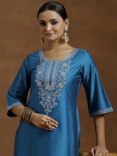 Image of Gerua By Libas Embroidered Silk Straight Kurta | Ethnic wear | Bridal Suit | Wedding Dress | Occasion wear