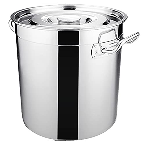 HTTGDGDH Cubo para Sopa De Acero Inoxidable 201, Olla para Salmuera Comercial De Gran Capacidad Espesada con Tapa, Cubo para Arroz, Cocina De Inducción(35 Cm)