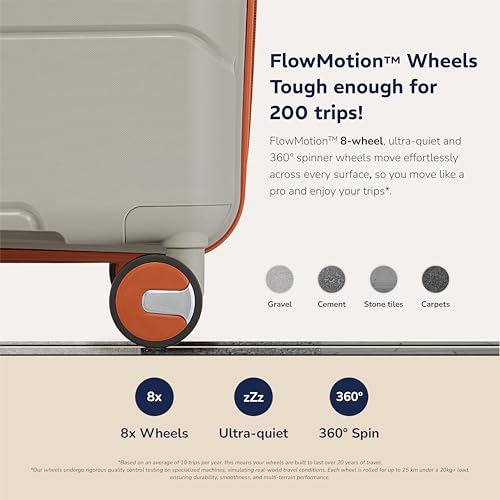 Image of Provogue Cascade Hard-Sided PP 75 Cm Trolley Bag Large Size | Expandable Space with 8 Wheels Trolley Bags for Travel | Combination Lock | 5 Year Warranty (Timberwolf Grey /Burnt Orange)