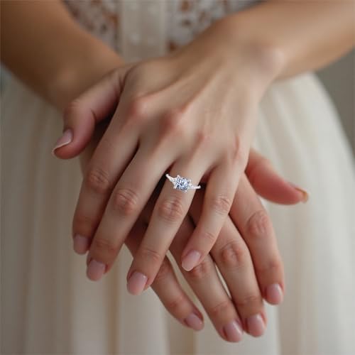 2-5Carat Round/Pear/Cushion/Emerald Shaped Moissanite Wedding Ring for Women D Color VVS1 Clarity Moissanite Ring Customizable 10K /14K /18K White Gold Promise Ring for Her Bridal Free Engraving4