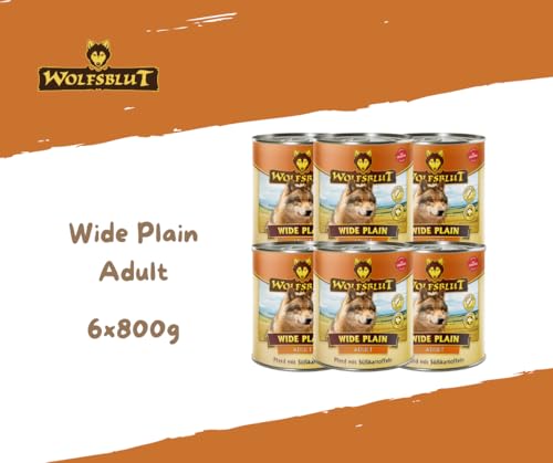 Wolfsblut Wide Plain 6x800g Hundefutter – hypoallergenes Nassfutter mit Pferd, Süßkartoffeln & Kräutern - ohne Soja, Zucker oder Getreide - Allergikerfreundlich in Wolfsblut Qualität
