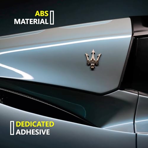 Image of 2PC Side Door Trident Logo Emblem Stickers,3D Rear Window Badge Compatible with Qvattroporte,Ghiblii Series Accessories(Black New)