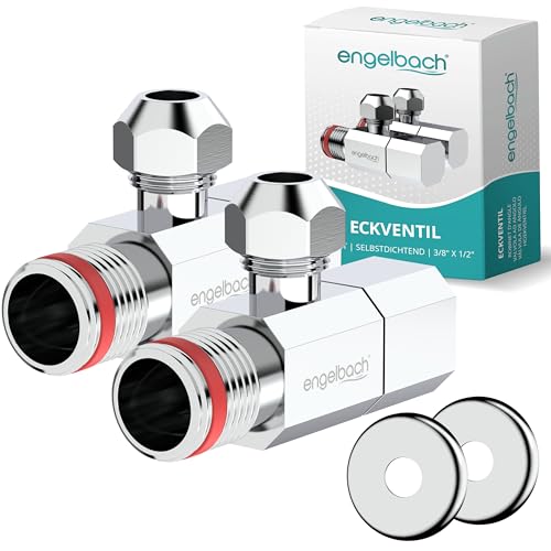Engelbach® Universal Eckventil 1/2 Zoll selbstdichtend (2er Set) - Eckregulierventil mit Schnellverschluss - öffnet und schließt mit nur 1/4 Umdrehung - für Kalt- und Warmwasserleitungen Engelbach® Universal Eckventil 1/2 Zoll selbstdichtend (2er Set) - Eckregulierventil mit Schnellverschluss - öffnet und schließt mit nur 1/4 Umdrehung - für Kalt- und Warmwasserleitungen
