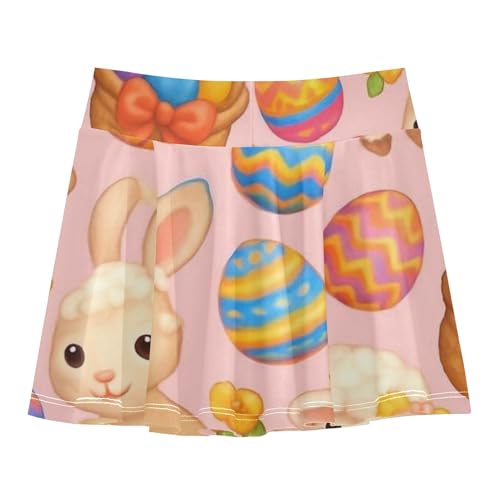 Joisal Cute Cartoon Easter Bunnies Girls Skorts Athletic Shorts Kids Tennis Skirts Summer School Skirt 3t2