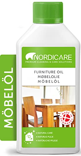 Nordicare Möbelöl [500ml] Holzöl zur Pflege farblos für Eiche, Buche, Nussbaum, Lärche. Holzlasur auf Basis von Leinöl. Leinölfirnis