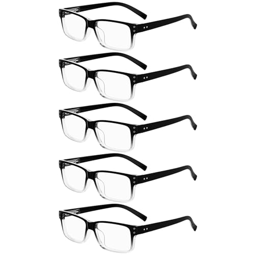Image of Eyekepper Vintage Eyeglasses for Men - 5 Pack Spring Hinges Classic Glasses - Black-Clear Frame +0.00