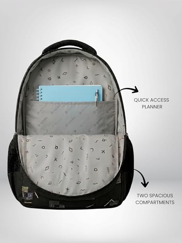Image of Printed Backpack for School, Office & College | Polyester Turquoise Tuition Case for Adults| Comfortable Bags for Girls & Boys | Carry-On with Bottle Holder Pocket - 2 Main Compartments
