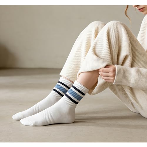 Image of VWU Women Men Crew Socks Cotton Dress Socks Ankle Neutral Casual Gilr Boy Solid Color Crew Socks SIze 5-12