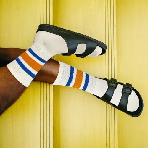 Image of American Trends Womens Novelty Striped Crew Socks Athletic Vintage Slouch Mid Calf Tube Socks