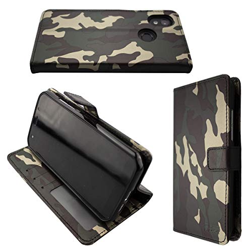 caseroxx Bookstyle-Case for Cat S52, Cover, faux leather, camouflage, Card Slots & Magnetic Closure