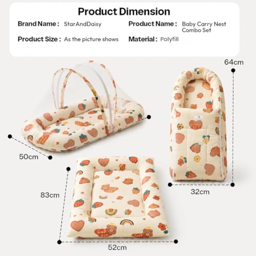 Image of StarAndDaisy Baby Mosquito Net with Mattress and Sleeping Bag, Foldable Mosquito Net Bed with Breathable Mesh, Portable Baby Bedding Set for Newborn