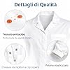 Ristohouse Laboratorio/Camice Bianco Da Laboratorio Antiacido con Bottoni a clip ed Elastico ai Polsi + Occhiale Protettivo Trasparente/UNISEX/Perfetto per i Corsi - Scuola - Studenti (L)