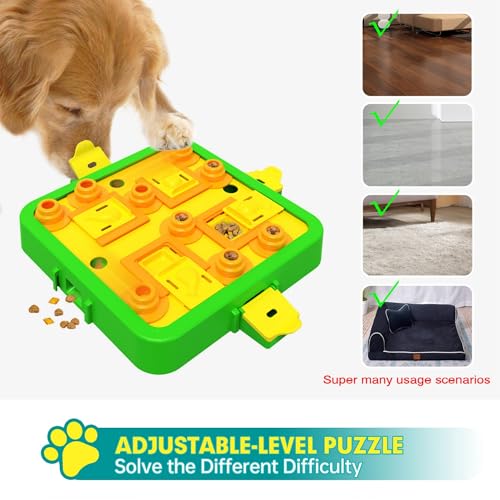 Dog Puzzle Toy Mental Stimulation - Level 3 in 1 Dogs Food Feeder Puzzle, Dog Treat Puzzle Feeder (Advanced-Green Board)