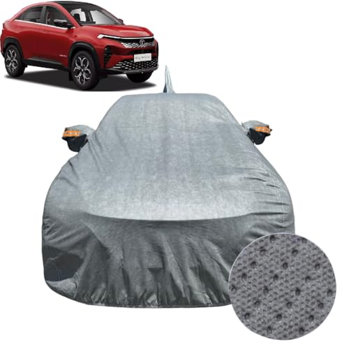 Image of Car Cover for Tata Curvv /Curvv EV | 100% Waterproof Cover with Antenna & Reflective Mirror Pockets | Dustproof, Scratchproof, Heatproof Curvv /Curvv EV Car Cover |Soft Cotton Lining| Grey