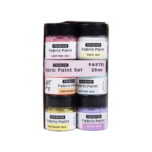 Image of Little Birdie Fabric Paint Set Pastel 6 colours X 20ml each | Paint for Fabric, Canvas, Paper, Wood, Furniture, DIY Craft, Home Decor | Multi Surface Paint