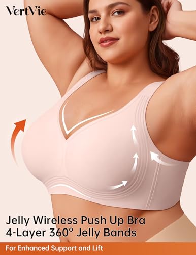 Image of Vertvie Jelly Bras for Women No Underwire Minimizer Support | Plus Size Older Lift, Full Coverage & Smoothing Back, Push Up, Separation & Supportive, Soft Comfy Seamless Wireless Bralette