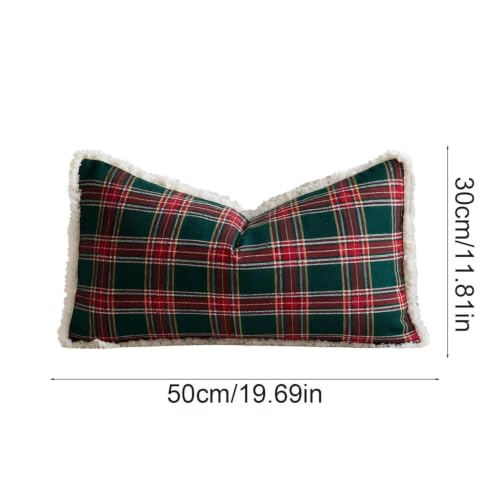 2 Pack Vintage Plaid Pillow Cover Christmas Pillow Case 19.69×11.81in - image 3