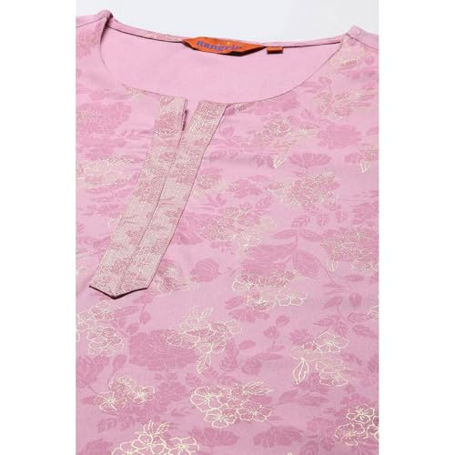 Image of Rangriti Blue Liva Straight Printed Kurta for Women