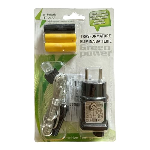 Trasformatore Elimina Batterie, Convertitore Elettrico con 220-240V Spina per Luci di Natale, Trasformatore LED (Alimentatore per stilo AA)